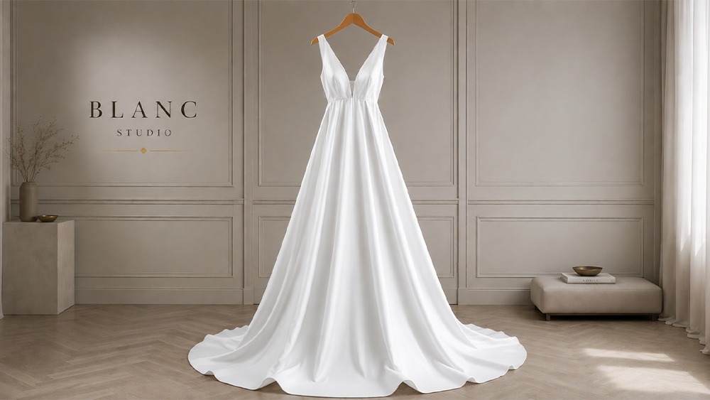 Vintage silk gown after restoration